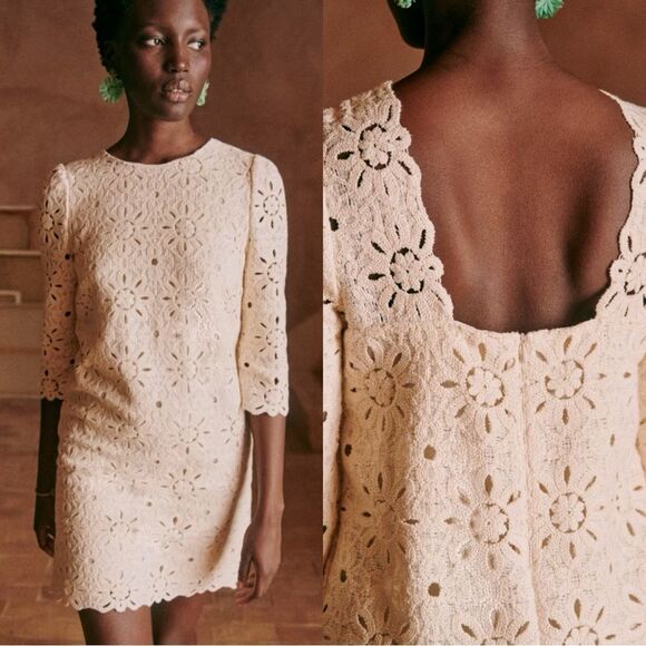 NEW SEZANE Krissy Crochet dress in Ecru - Picture 1 of 11